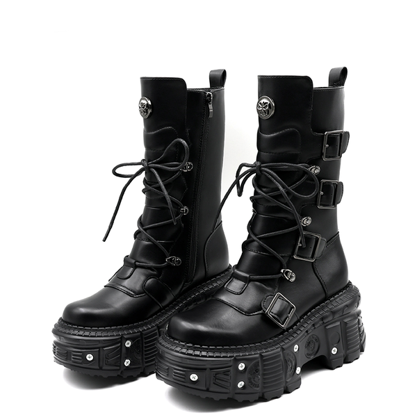 Funki Buys | Boots | Women's Punk Style Lace-up Platform Boot