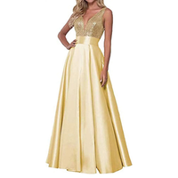 Funki Buys | Dresses | Women's Satin Sequin Evening Dress