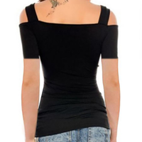 Funki Buys | Shirts | Women's Off Shoulder Metal Buckle T-shirt