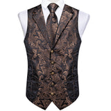 Funki Buys | Vests | Men's 4 Pcs Formal Silk Brown Tie Vest Set