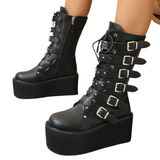 Funki Buys | Boots | Women's Gothic Punk Buckle Strap Biker Boots