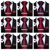 Funki Buys | Neckties | Men's Formal 4pcs Silk Red Tie Set