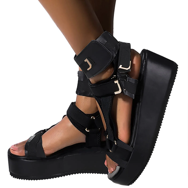 Funki Buys | Shoes | Women's Gothic Punk Low Wedge Sandals