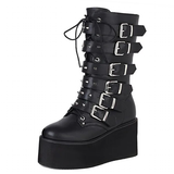 Funki Buys | Boots | Women's Gothic Punk Buckle Strap Biker Boots