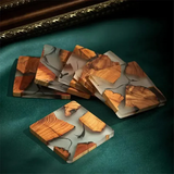 Funki Buys | Coasters | Elegant Pine Wood Resin Drink Coasters 6 Pcs