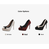 Funki Buys | Shoes | Women's Suede Bow Tie Platorm Heels