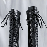 Funki Buys | Boots | Men's Goth Lace Up Mid-Calf Combat Boots