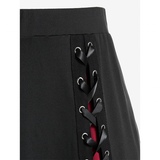Funki Buys | Skirts | Women's Gothic Punk Lace Up Skirt | A Line Knee