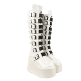 Funki Buys | Boots | Women's White Buckle Strap Platform Boots