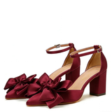 Funki Buys | Shoes | Women's Satin Bow Wedding Block Heels
