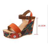 Funki Buys | Shoes | Women's Wedge Sandals | Retro Print Platforms