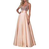 Funki Buys | Dresses | Women's Satin Sequin Evening Dress