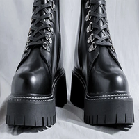 Funki Buys | Boots | Men's Goth Lace Up Mid-Calf Combat Boots