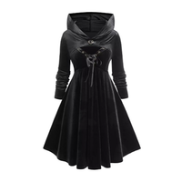 Funki Buys | Dresses | Women's Gothic Punk Dress | Velvet Lace-up Grommets