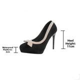 Funki Buys | Shoes | Women's Suede Bow Tie Platorm Heels