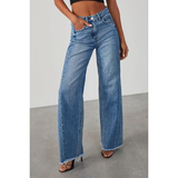 Funki Buys | Pants | Women's Raw Hem Wide Leg Jeans