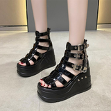 Funki Buys | Shoes | Women's Buckle Platform Sandals | Gothic Wedges