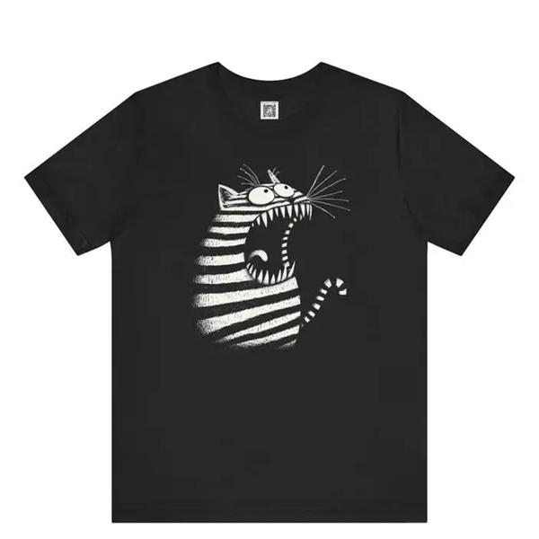 Funki Buys | Shirts | Unisex Growling Cat Printed T-Shirt