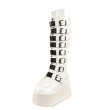 Funki Buys | Boots | Women's White Buckle Strap Platform Boots