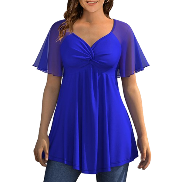 Funki Buys | Shirts | Women's Plus Chiffon Short Sleeve Shirts