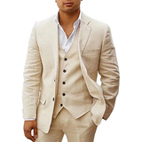 Funki Buys | Suits | Men's 3 Pcs Linen Summer Wedding Suits