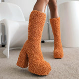 Funki Buys | Boots | Women's Knee-High Fuzzy Platform Boots
