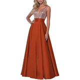 Funki Buys | Dresses | Women's Sequin Satin Evening Dress