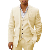 Funki Buys | Suits | Men's 3 Pcs Linen Summer Wedding Suits