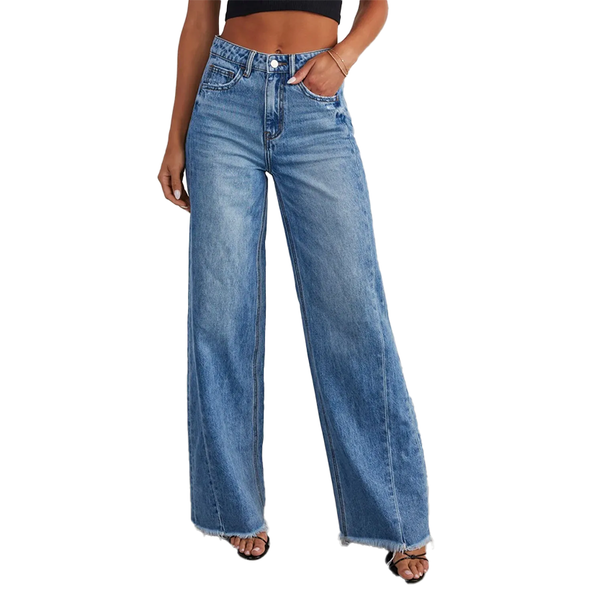 Funki Buys | Pants | Women's Raw Hem Wide Leg Jeans