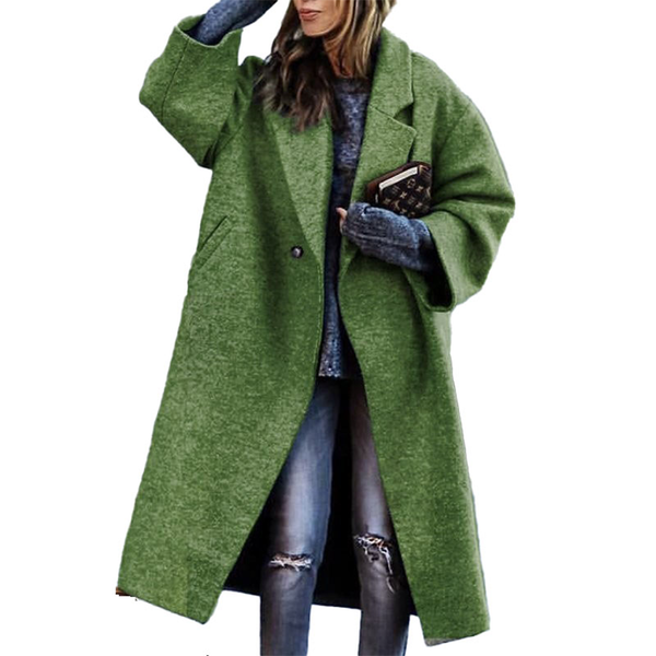 Funki Buys | Jackets | Women's Long Woolen Loose Overcoat