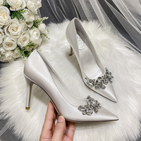 Funki Buys | Shoes | Women's Satin Crystal Bridal Shoes | Wedding Pump