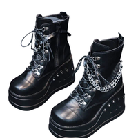 Funki Buys | Boots | Women's Gothic Punk Ankle Boots | Platform Wedges