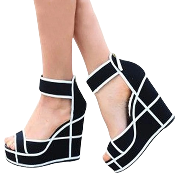 Funki Buys | Shoes | Women's Geometric High Wedge Sandals