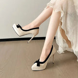 Funki Buys | Shoes | Women's Suede Bow Tie Platorm Heels