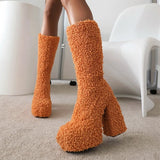 Funki Buys | Boots | Women's Knee-High Fuzzy Platform Boots