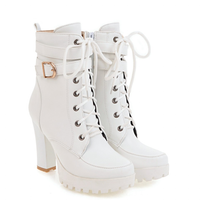 Funki Buys | Boots | Women's Chunky Platform Ankle Boots | Lace Up