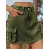 Funki Buys | Skirts | Women's Short Denim Skirt with Pockets
