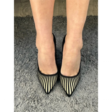 Funki Buys | Shoes | Women's Classic Black Striped Stiletto Pumps