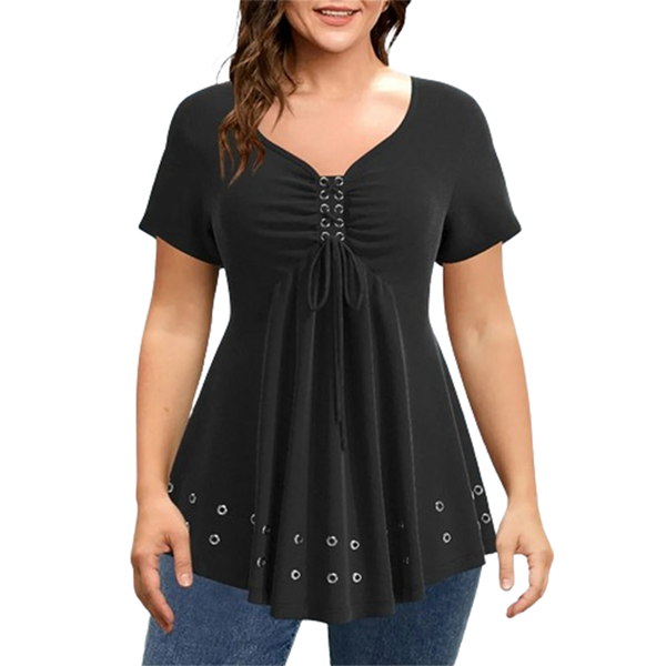 Funki Buys | Shirts | Women's Plus Size Lace Up Ruched Shirts