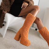 Funki Buys | Boots | Women's Knee-High Fuzzy Platform Boots