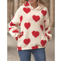 Funki Buys | Sweaters | Women's Fuzzy Heart Pocketed Hoodie