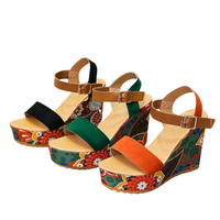 Funki Buys | Shoes | Women's Wedge Sandals | Retro Print Platforms