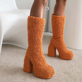 Funki Buys | Boots | Women's Knee-High Fuzzy Platform Boots