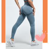 Women's High Waist Soft Smile Yoga Pants - Blue - Fitness Leggings - XXL - Polyester Spandex - image 20