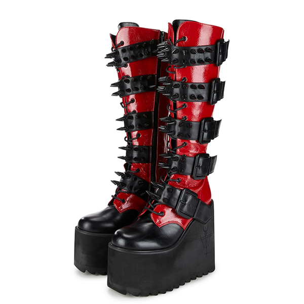 Funki Findz | Boots | Women's Platform Spike Buckle Boots