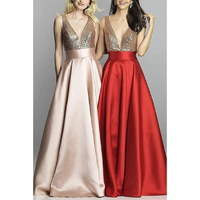 Funki Buys | Dresses | Women's Satin Sequin Evening Dress