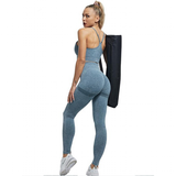 Women's High Waist Soft Smile Yoga Pants - Blue - Fitness Leggings - XXL - Polyester Spandex - image 21