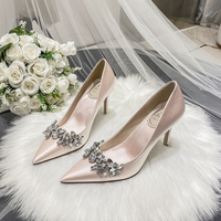 Funki Buys | Shoes | Women's Satin Crystal Bridal Shoes | Wedding Pump