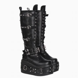 Funki Findz | Boots | Women's Gothic Buckle Rivet Wedge Boots