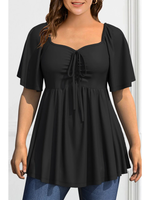 Funki Buys | Shirts | Women's Plus Size A Line Draw String Shirt